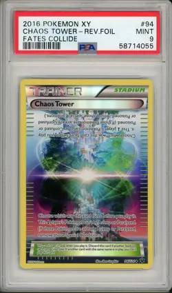 2016 Pokemon XY Fates Collide Chaos Tower Reverse Foil Holo #94 PSA 9 - Image 1