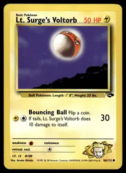 Pokemon TCG Gym Challenge #086/132 Lt. Surge's Voltorb LP - Image 1