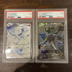 2011 Pokemon B&W Full Art Reshiram/Zekrom Black PSA 1 Sequential Pair #113/#114 - Image 1