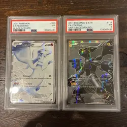 2011 Pokemon B&W Full Art Reshiram/Zekrom Black PSA 1 Sequential Pair #113/#114 - Image 4