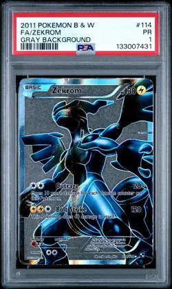 2011 Pokemon B&W Full Art Reshiram/Zekrom Black PSA 1 Sequential Pair #113/#114 - Image 5