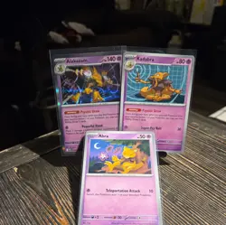 Pokemon TCG Abra 054 Kadabra 055 And Alakazam 056 (Reverse Holo) Mega Evolution - Image 1