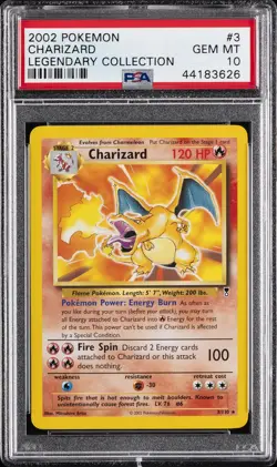 2002 POKEMON LEGENDARY COLLECTION #3 CHARIZARD PSA 10 - Image 1