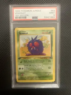 1st Edition 1999 Pokemon Jungle Venonat PSA grade 9. - Image 1