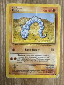 Onix - 56/102 - Pokemon Base Set Unlimited common Card WOTC VERY DAMAGED - Image 1