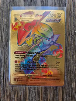 Pokemon Rayquaza VMAX GOLD Foil Fan Art Collector Card - 320 HP - 217/203 - Image 1