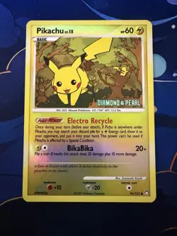 Pokemon TCG Pikachu 94/123 Diamond & Pearl Burger King Promo NM Card Reverse Hol - Image 1