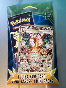 Pokemon Mystery mini Pack 3 Packs 1 Ultra RARE 4 Foil Cards Sealed - Image 1