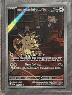 Pokemon Team Rocket's Meowth Destined Rivals Illustration Rare IR Holo 203/182 - Image 1