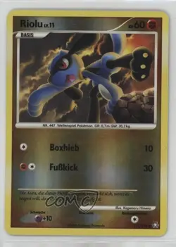 Riolu German Reverse Foil Pokemon Diamond & Pearl Legends Awakened #117 2008 - Image 1