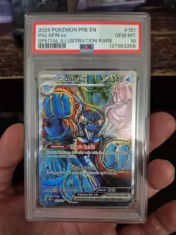 2025 POKEMON PRISMATIC EVOLUTIONS SPECIAL ILLUSTRATION RARE PALAFIN EX PSA 10 - Image 4