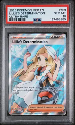 2025 Pokemon Mega Evolution Base #169 FA Lillie's Determination PSA 10 Gem Mint - Image 1