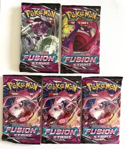 Pokemon Fusion Strike TCG SWSH08 Booster Pack (5 Packs) - Sealed - Image 1