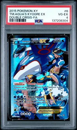 2015 POKEMON XY DOUBLE CRISIS #6 FULL ART/TEAM AQUA'S KYOGRE EX PSA 4 - Image 1