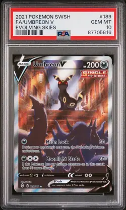 2021 POKEMON SWORD & SHIELD EVOLVING SKIES #189 FULL ART/UMBREON V PSA 10 - Image 1