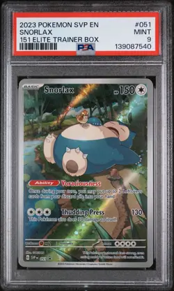 2023 POKEMON SVP EN-SV BLACK STAR PROMO 051 SNORLAX 151 ELITE TRAINER BOX PSA 9 - Image 1