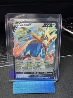 Pokemon TCG Zacian v SWSH Black Star Promo Holo Card SWSH018 Full Art NM - Image 1