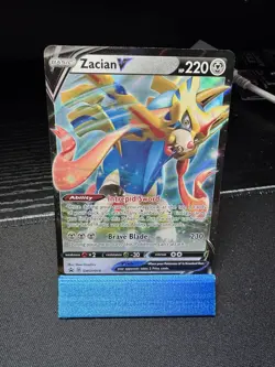 Pokemon TCG Zacian v SWSH Black Star Promo Holo Card SWSH018 Full Art NM - Image 2
