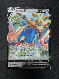 Pokemon TCG Zacian v SWSH Black Star Promo Holo Card SWSH018 Full Art NM - Image 4