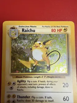 Pokemon TCG Base Set Raichu Holo Rare Card 14/102 Vintage LP Condition - Image 2