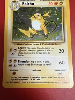 Pokemon TCG Base Set Raichu Holo Rare Card 14/102 Vintage LP Condition - Image 3