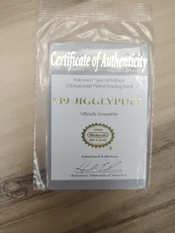 Pokemon Jigglypuff 23K Gold-Plated Card Certificate of Authenticity 1999 - Image 1