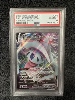 2023 POKEMON SWORD & SHIELD CROWN ZENITH #066 FULL ART/ HATTERENE VMAX PSA 10 - Image 1