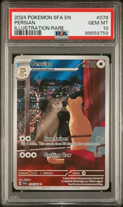 2024 POKEMON SFA EN-SHROUDED FABLE ILLUSTRATION RARE #078 PERSIAN PSA 10 - Image 1