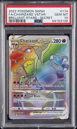 2022 POKEMON SWORD & SHIELD BRILLIANT STARS #174 FULL ART/CHARIZARD VSTAR PSA 10 - Image 1