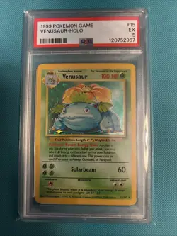 Pokemon TCG Holo Venusaur Base Set, #15/102, PSA 5 - Image 1
