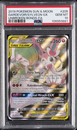 2019 POKEMON SUN & MOON UNBROKEN BONDS FULL ART/GARDEVOIR & SYLVEON GX PSA 10 - Image 1