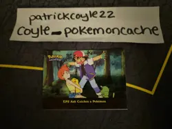 EP3 Ash Catches a Pokemon Holo Pokemon Topps Series 2 Card NM front/LP back - Image 2