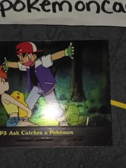 EP3 Ash Catches a Pokemon Holo Pokemon Topps Series 2 Card NM front/LP back - Image 4