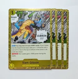 4 x Slam Gibson OP12-117 Rare Holo Foil One Piece TCG Card Game Playset NM - Image 1
