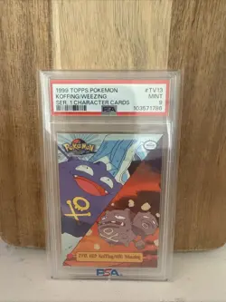 1999 TOPPS POKEMON SERIES 1 CHARACTER CARDS #TV13 KOFFING/WEEZING PSA 9 POP28! - Image 1