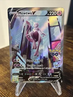 Pokemon TCG Mewtwo v Full Art Alternate Art Rare Holo Card 072/078 Pokemon Go - Image 1