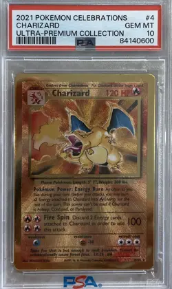 💎 PSA 10 2021 Pokemon Celebrations UPC CHARIZARD Gold Metal Card Promo #4/102 - Image 1