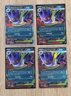 Mega Gengar EX 056/094 Me02: Phantasmal Flames Holo Lot Of 4 Pokemon Cards - Image 1