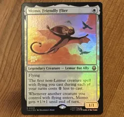 Momo, Friendly Flier [Prerelease] R 0029, NM Foil Promo, MTG Avatar TLA, Lemur - Image 1