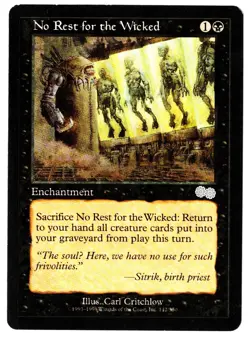 No Rest For The Wicked 1998 MTG Urza's Saga Black Uncommon Enchantment NP - Image 1