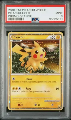 Pikachu Pokemon 2010 Holo PW Pikachu World Spanish PSA 9 - Image 1