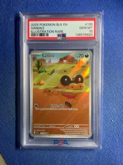 2025 POKEMON BLK EN-BLACK BOLT ILLUSTRATION RARE #135 SANDILE PSA 10 - Image 1