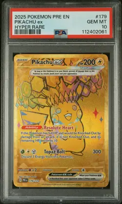 2025 POKEMON PRE EN-PRISMATIC EVOLUTIONS HYPER RARE #179 PIKACHU EX PSA 10 - Image 1