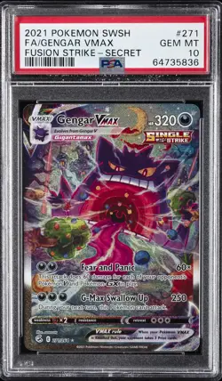 2021 POKEMON SWORD & SHIELD FUSION STRIKE SECRET FULL ART/GENGAR VMAX PSA 10 - Image 1