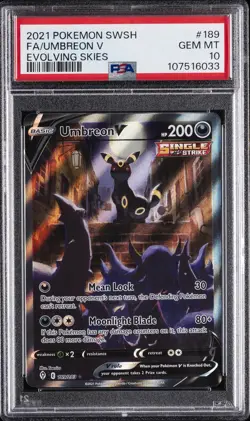 2021 POKEMON SWORD & SHIELD EVOLVING SKIES #189 FULL ART/UMBREON V PSA 10 - Image 1
