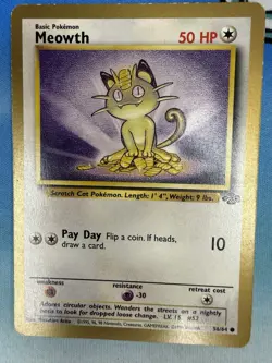 Meowth 56/64 Gold Border Jungle Unlimited Promo Vintage WOTC Pokemon Card - Image 1
