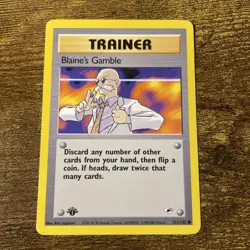 Pokemon Card - Gym Heroes 121/132 - BLAINE'S GAMBLE common 1st Edition Near Mint - Image 1