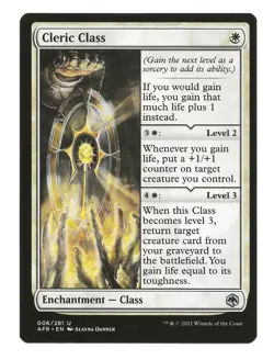 Cleric Class MTG Enchantment Class Cards Adventures in the Forgotten Realms NM - Image 1
