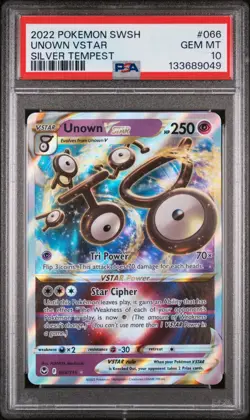 Pokemon Unown Vstar Silver Tempest #066 Graded Card PSA 10 - Image 1
