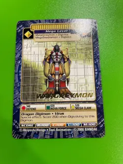 2000 Digimon Wargreymon BO-148 Gold Foil Label Trading Card - Image 1